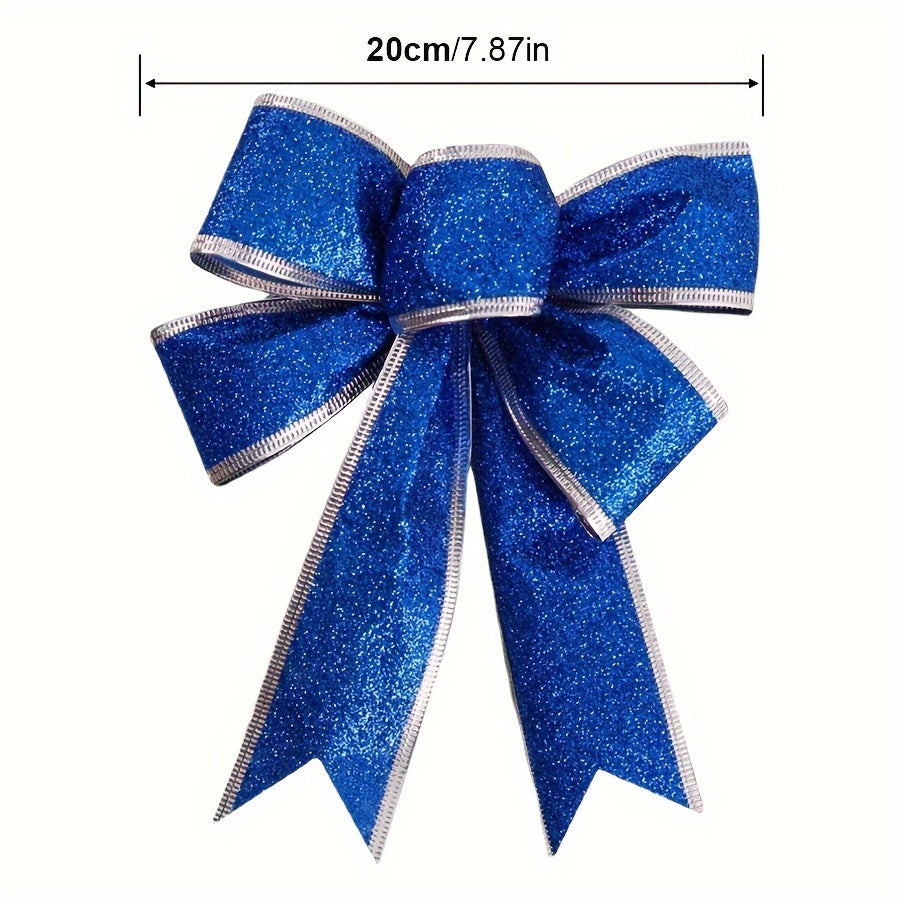 6pcs 7.87IN Christmas Golden Bow Knot Set for Gift Boxes & Tree Wreaths