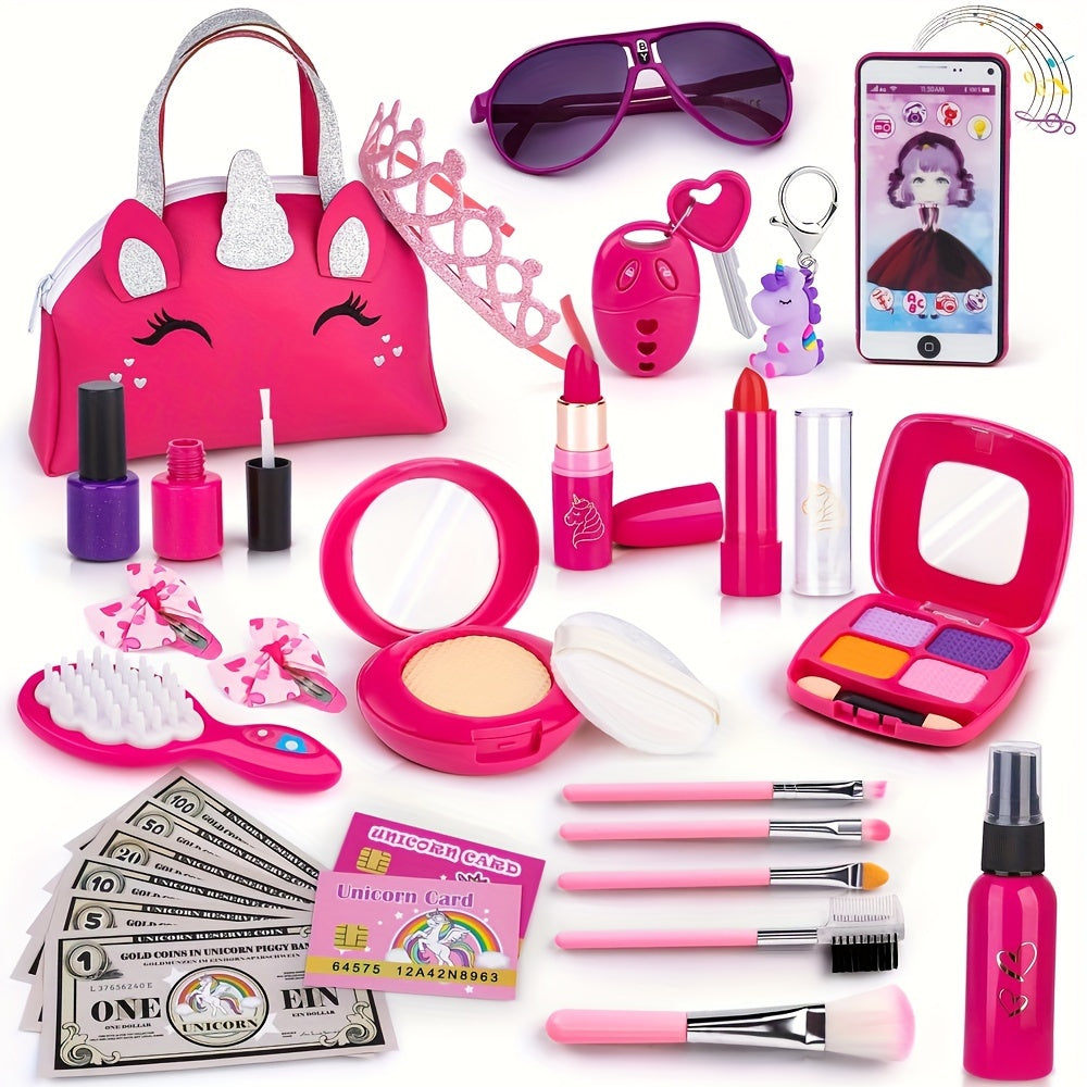 Unicorn Themed Makeup Toy Set for Girls Ages 3-6