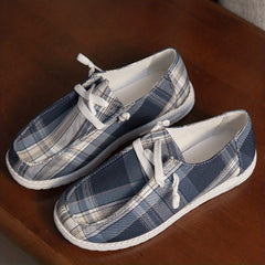 Women's Plaid Canvas Shoes Outdoor Lightweight Low Top Shoes