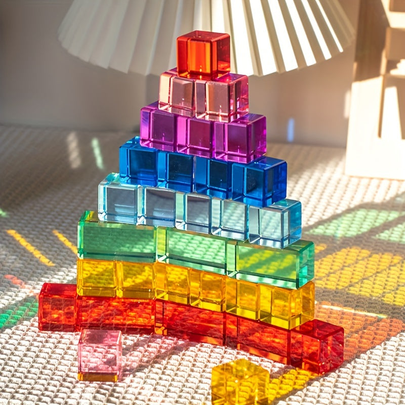 Colorful Acrylic Building Blocks Toys - Set of 30pcs High Transmittance Blocks