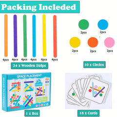 Wooden Rainbow Stick Thinking Puzzle Toy Matching Game Montessori 