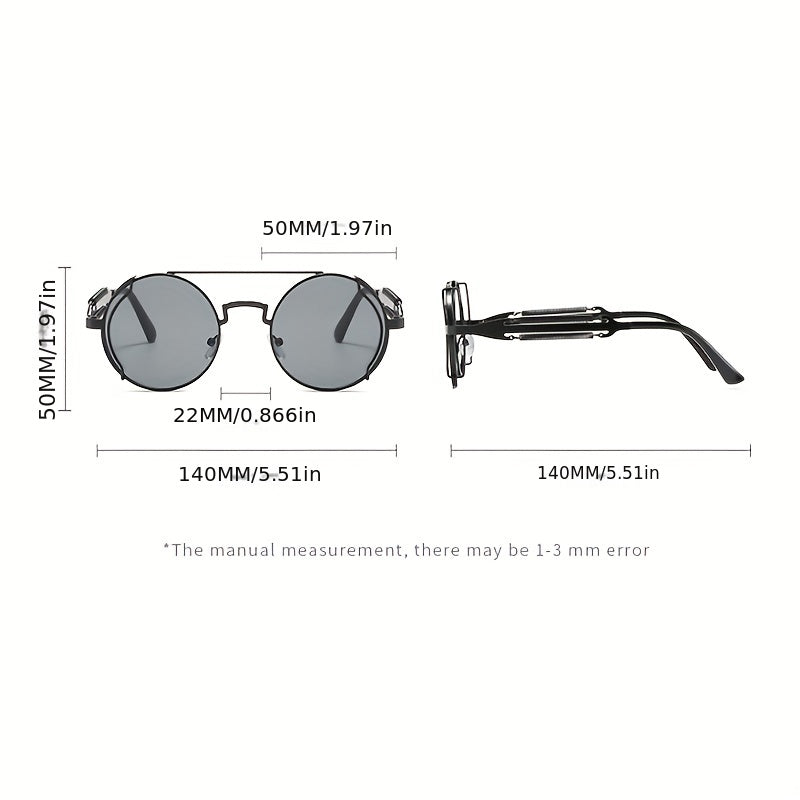 Y2K Steampunk Sunglasses Retro Spring Temple Gothic Metal UV400