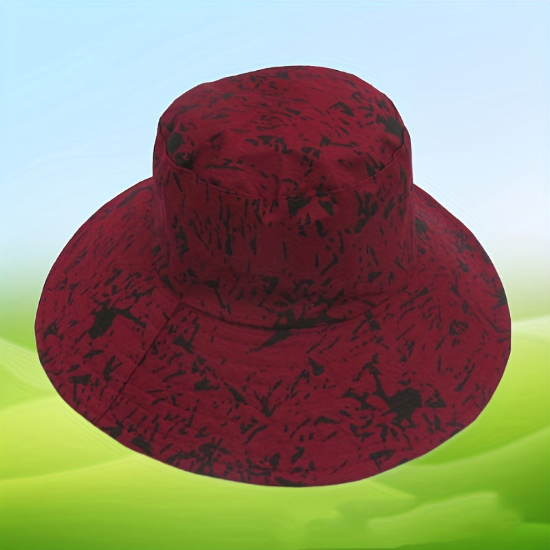 Tie Dye Print Sun Hat Solid Cotton Bucket Hat Casual Outdoor UV Protection Booni