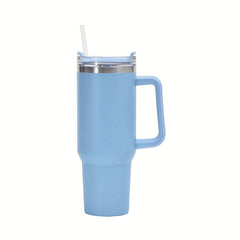 Stainless Steel Water Cup With Handle And Straw 40oz