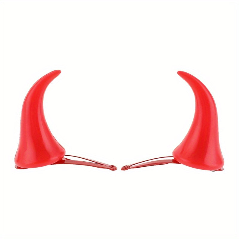 4pcs Red Devil Horn Hair Clips Halloween Demon Horn Clips
