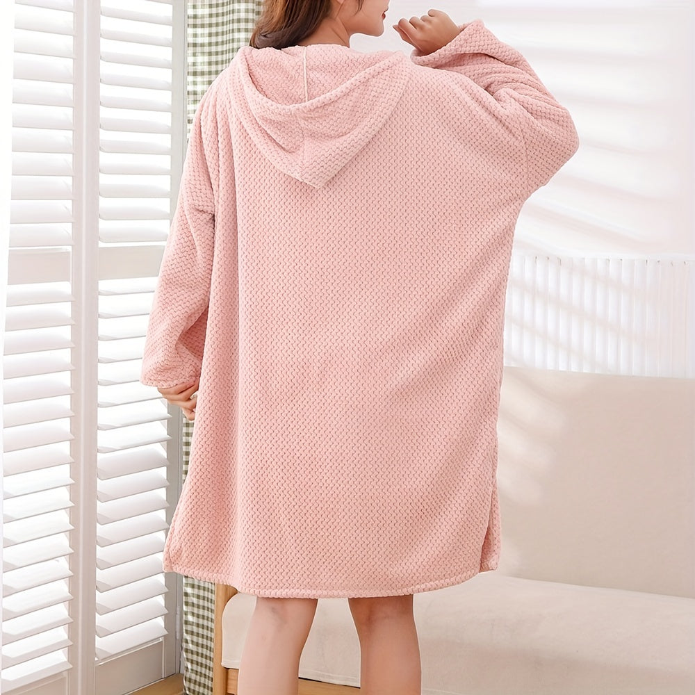 Women's Hooded Bathrobe with Towel for Shower and Spa