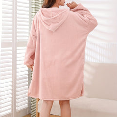 Women's Hooded Bathrobe with Towel for Shower and Spa