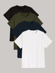 4 Pcs Men's Short Sleeve T-Shirt Set for Summer