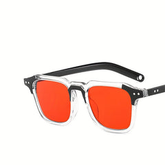 Y2K Square Tinted Lens Sunglasses Rivet Decor UV400
