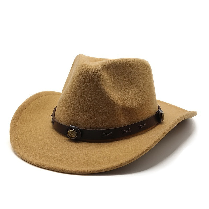 Classic Wide Belt Fedora Hat - Western Style