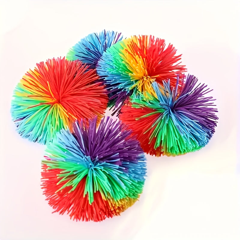 5pcs Stretchy Rubber Balls Durable Squeeze Toys Vibrant Rainbow Colors