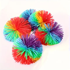 5pcs Stretchy Rubber Balls Durable Squeeze Toys Vibrant Rainbow Colors