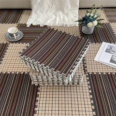 6 Pack Fabric Splicing Carpet Plaid Halloween Floor Mat Christmas Mat
