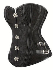 Floral Print Front Hook Corsets Tummy Control Lace Up Bustier