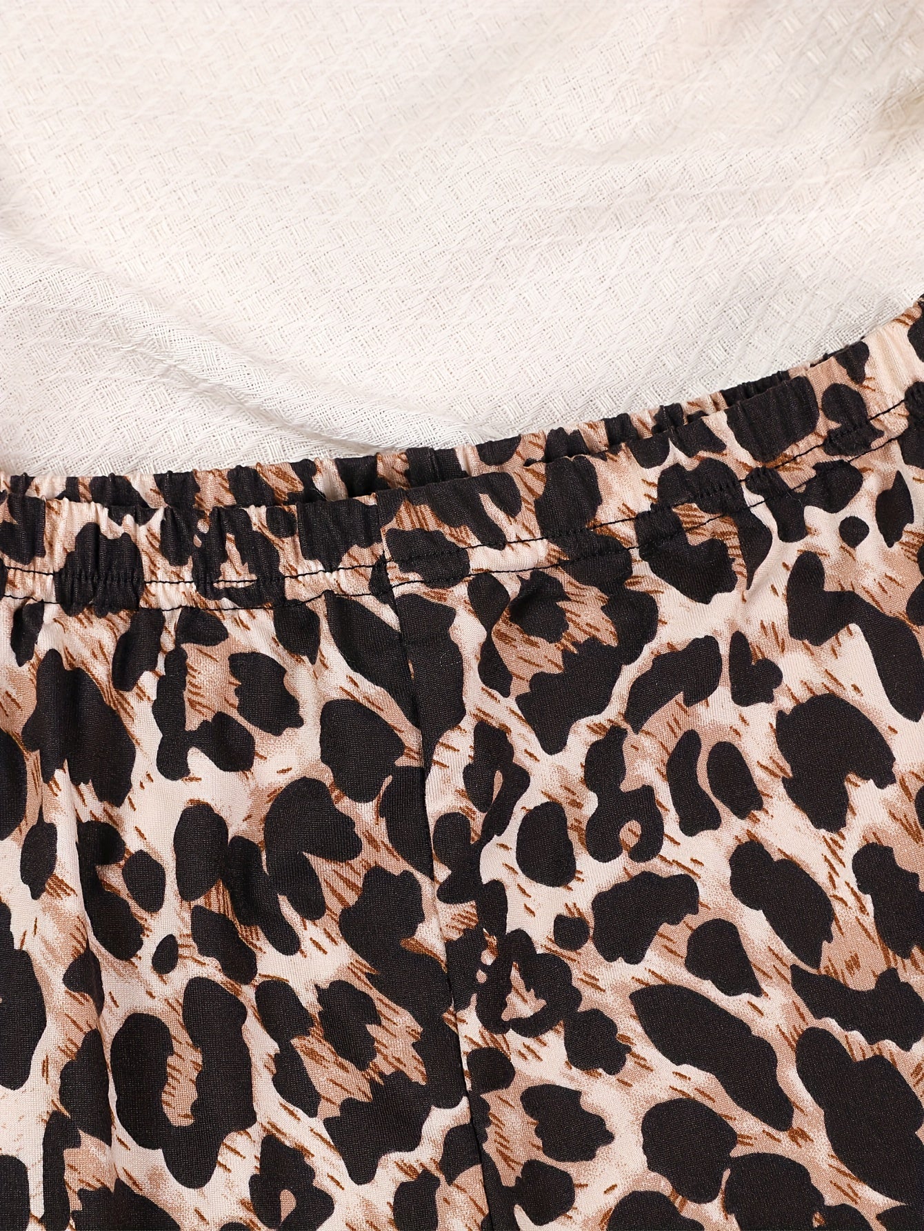 Leopard Print Flare Pants with Ruffle Trim for Girls