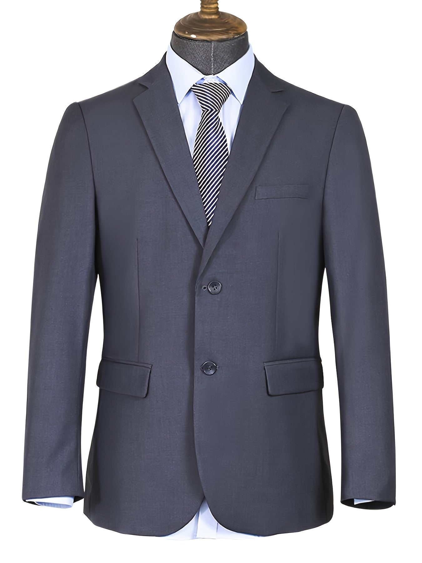 Formal 2 Pieces Set Men's Two Button Suit Jacket & Dress Pants Suit Set