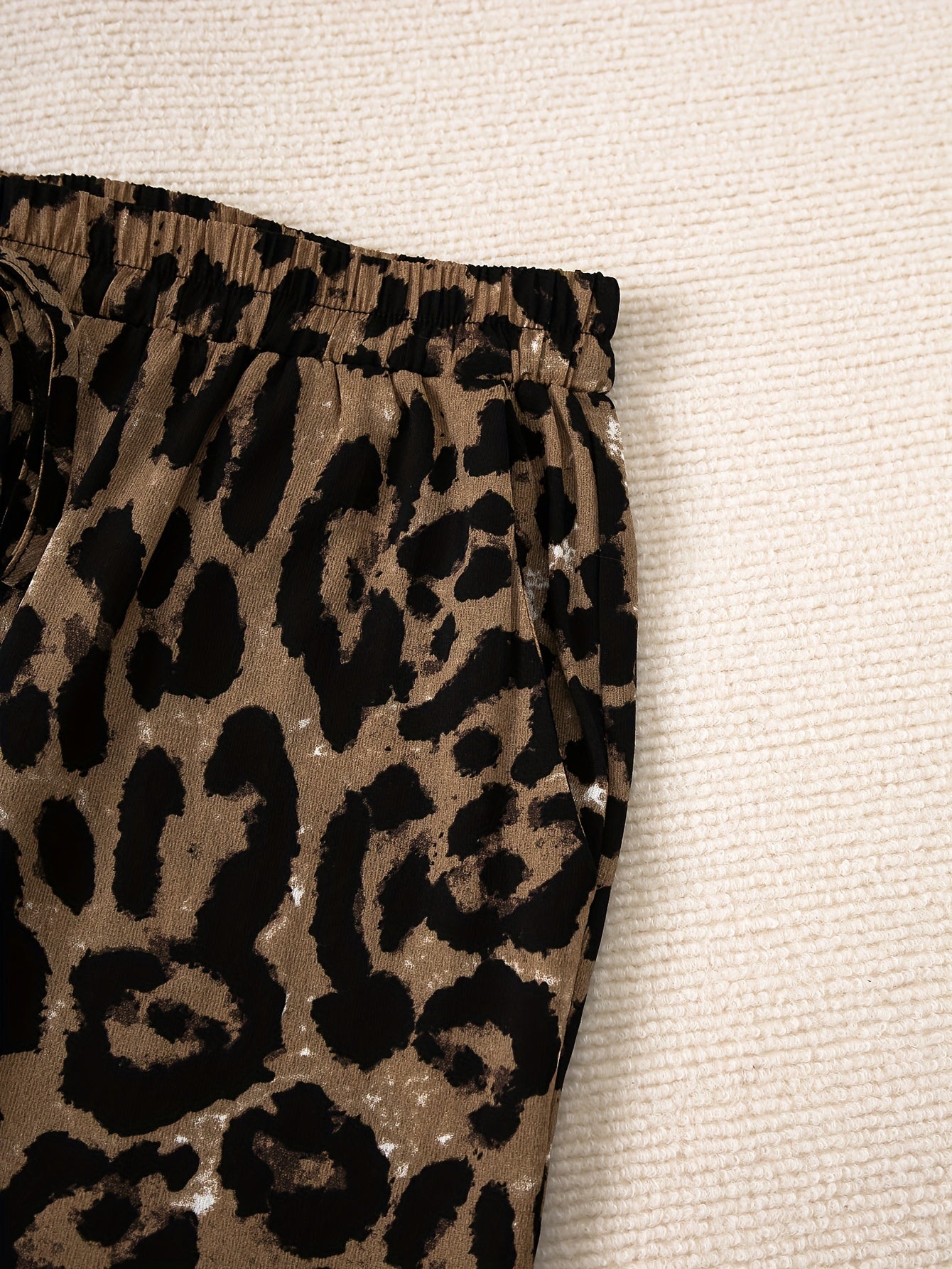  Leopard Print High Rise Wide Leg Pants
