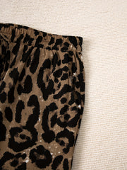  Leopard Print High Rise Wide Leg Pants