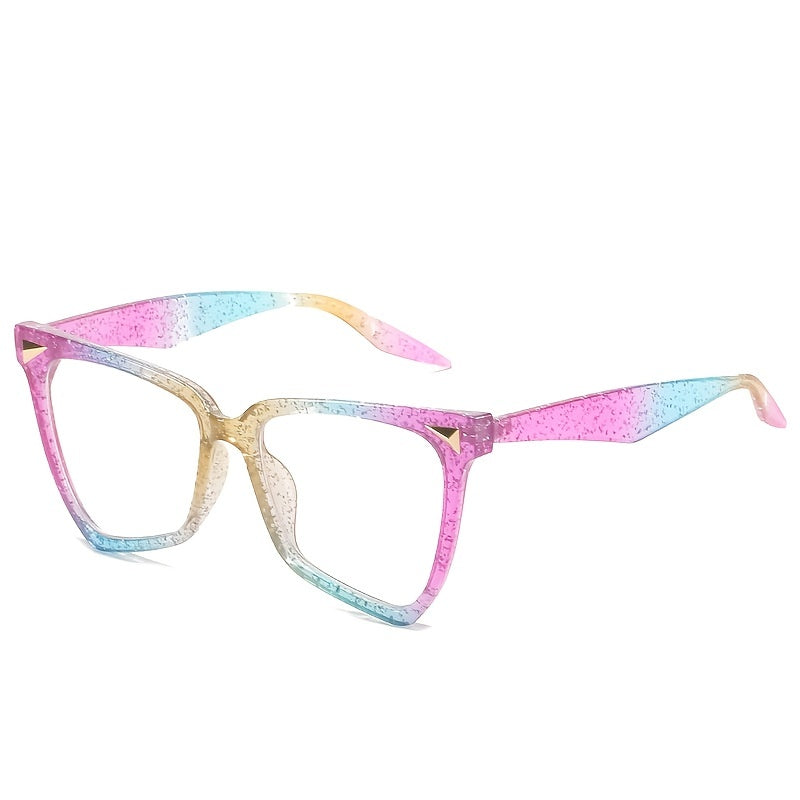 Polygon Colorful Frame Clear Lens Glasses Block UV Glare