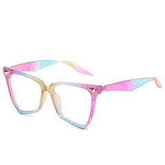 Polygon Colorful Frame Clear Lens Glasses Block UV Glare