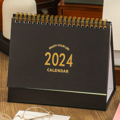 Small Desk Calendar Standing Flip Desktop Calendar Metal Ring Twin Wire Binding