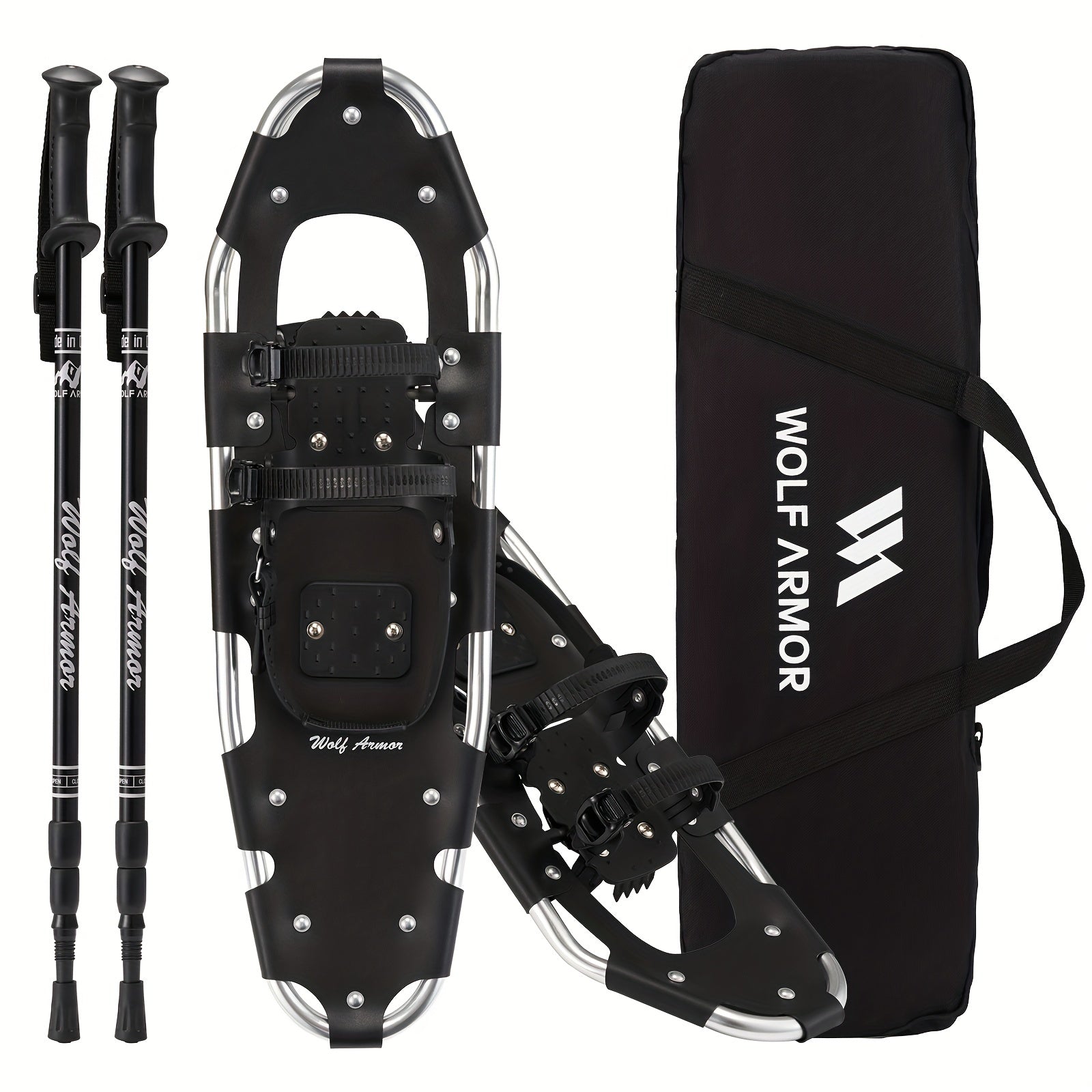 Lightweight Snowshoes Aluminum Snow Shoes w/ Trekking Poles & Bag