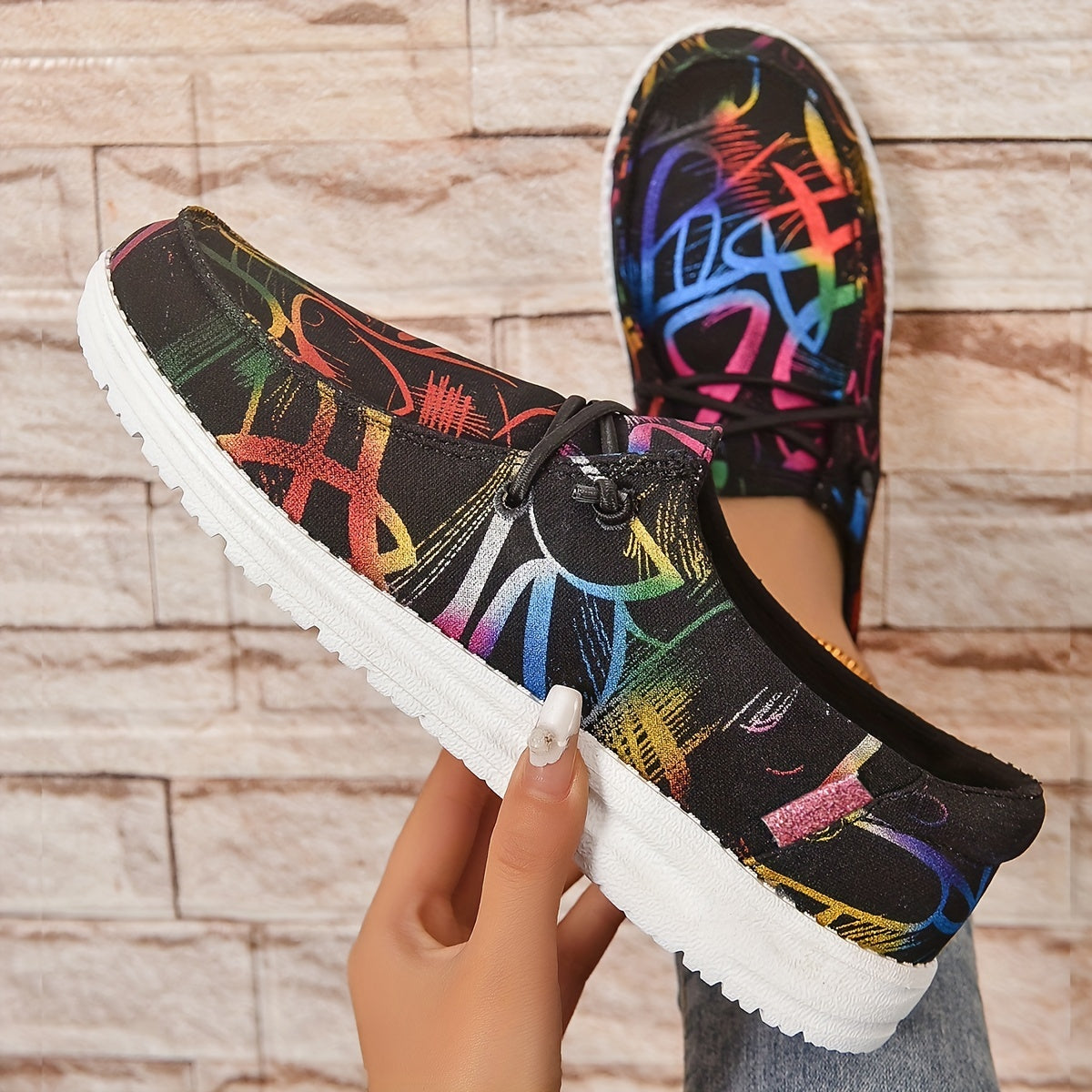 Women's Colorful Canvas Slip-On Loafers Lightweight Walking Shoes