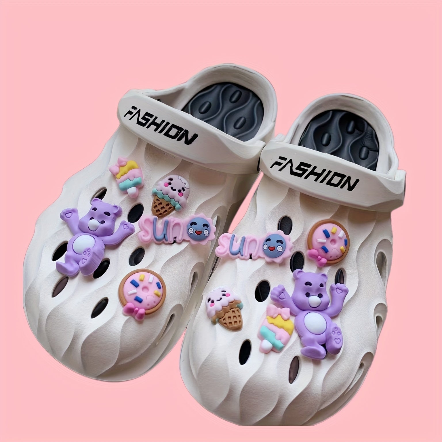 Purple Bear Cartoon Shoe Charms for Clogs Garden Shoes Decoration