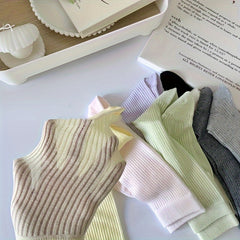 8 Pairs Women's Solid Breathable All match Socks Stockings & Hosiery