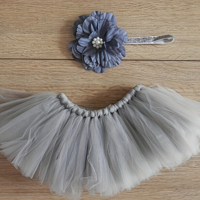 2pcs Baby Girl Tutu Skirt Set for Newborn Photo Props & Shower