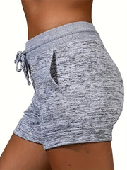 Leopard Heart Drawstring Shorts with Pockets