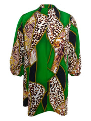  Colorblock Leopard Printed Dress