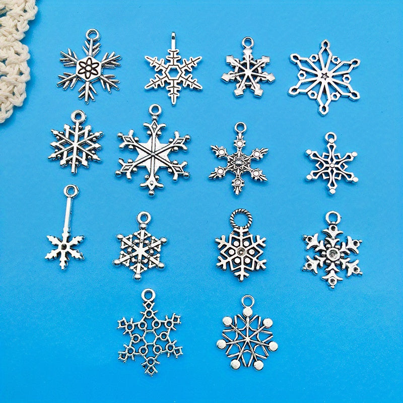 14pcs Alloy Antique Snowflake Pendants DIY Earrings Bracelet Necklace Set