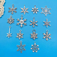 14pcs Alloy Antique Snowflake Pendants DIY Earrings Bracelet Necklace Set