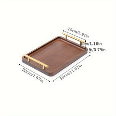 Wooden Breakfast Tray with Handle - Solid Wood Dinner Plate