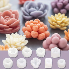 3D Succulent Cacti Candle Mold 9 Pcs