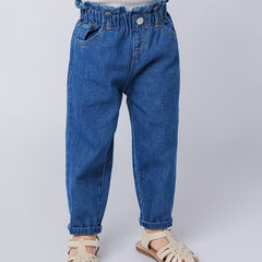 MARC&JANIE Lace Waist Loose Jeans Plain