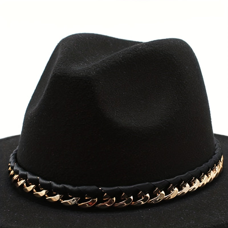 Men's Woolen Jazz Hat British Style Autumn Winter Large Brim Top Hat