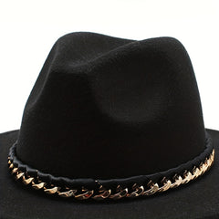 Men's Woolen Jazz Hat British Style Autumn Winter Large Brim Top Hat