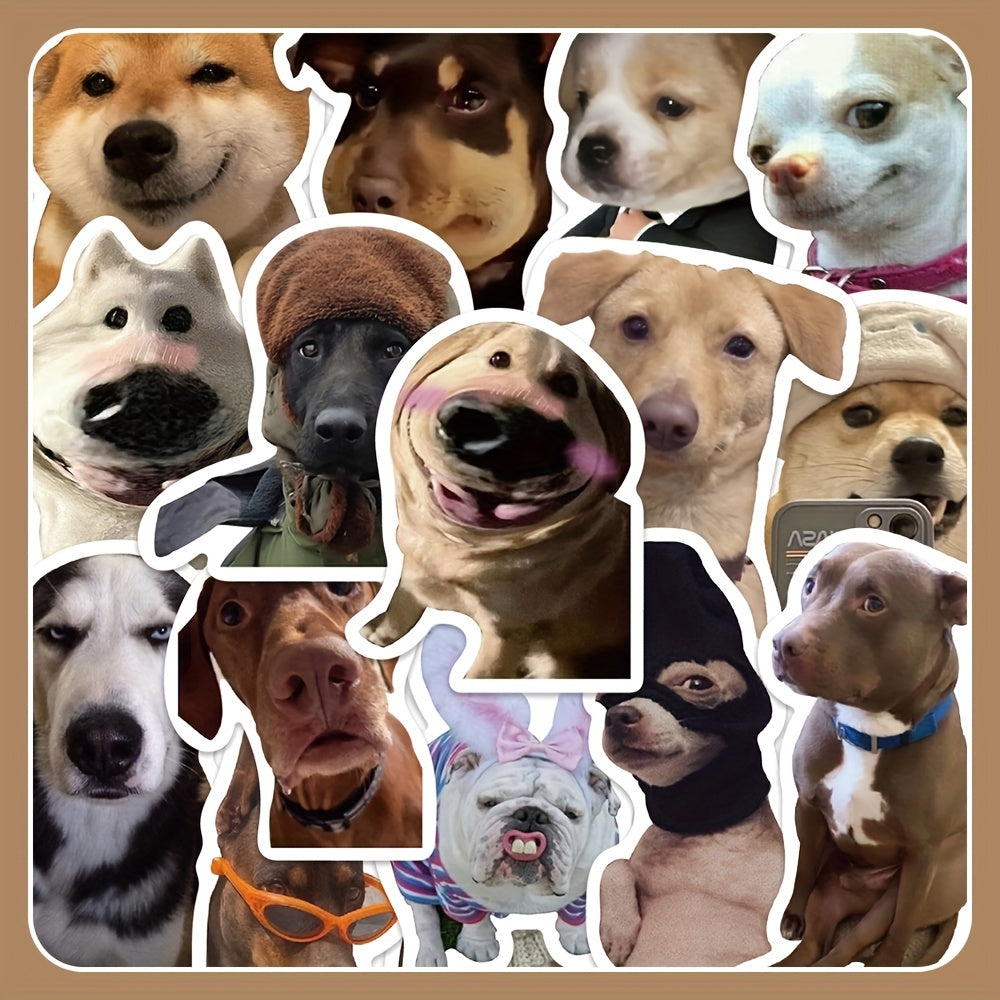 50pcs Funny Dog Expression Waterproof Stickers for Phone Laptop Water Cup Fridge