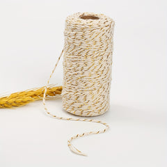 328ft Cotton Bakers Twine String Gold Metallic Festive Holiday Wedding Cord