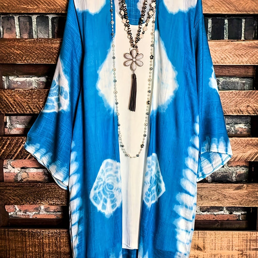  Tie Dye Long Sleeve Open Front Cardigan