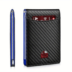 Men's Carbon Fiber Wallet RFID Blocking Credit Card Holder Money Clip