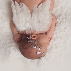 Cute 2 Piece Leaf Headband & Angel Feather Set for 0-3 Month Baby