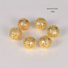40-50-100pcs 4-20mm Hollow Round Beads DIY Spacer Bracelet Necklace Jewelry