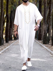 Ethnic Arab Muslim Robe Shirt Dress Men Long Sleeves