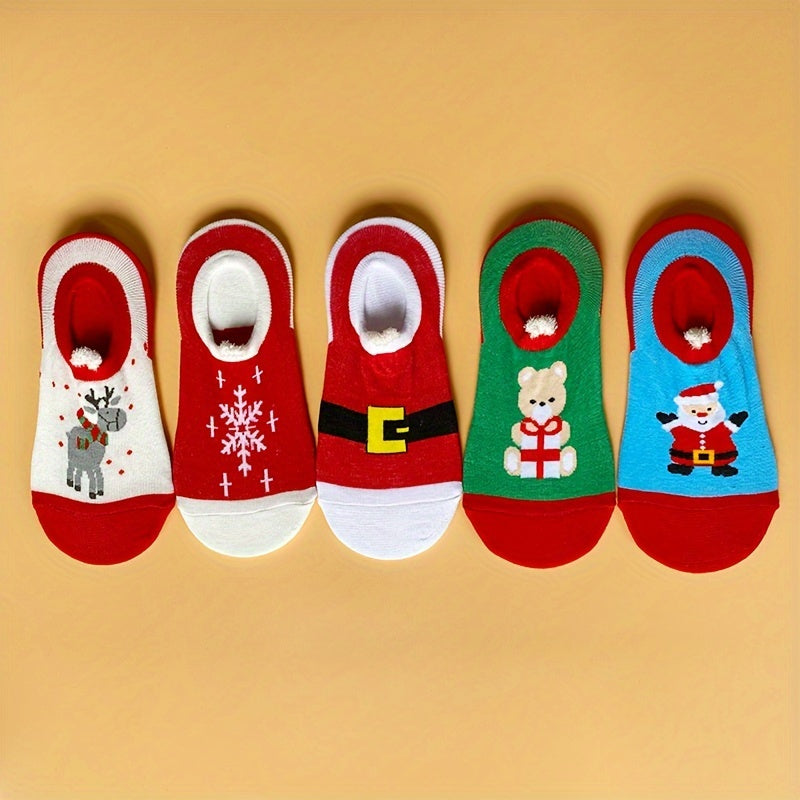 5 Pairs Christmas Print Socks & Ankle Socks Women's Stockings