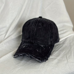 Unisex Breathable Ripped Baseball Cap w/ Letter Embroidery
