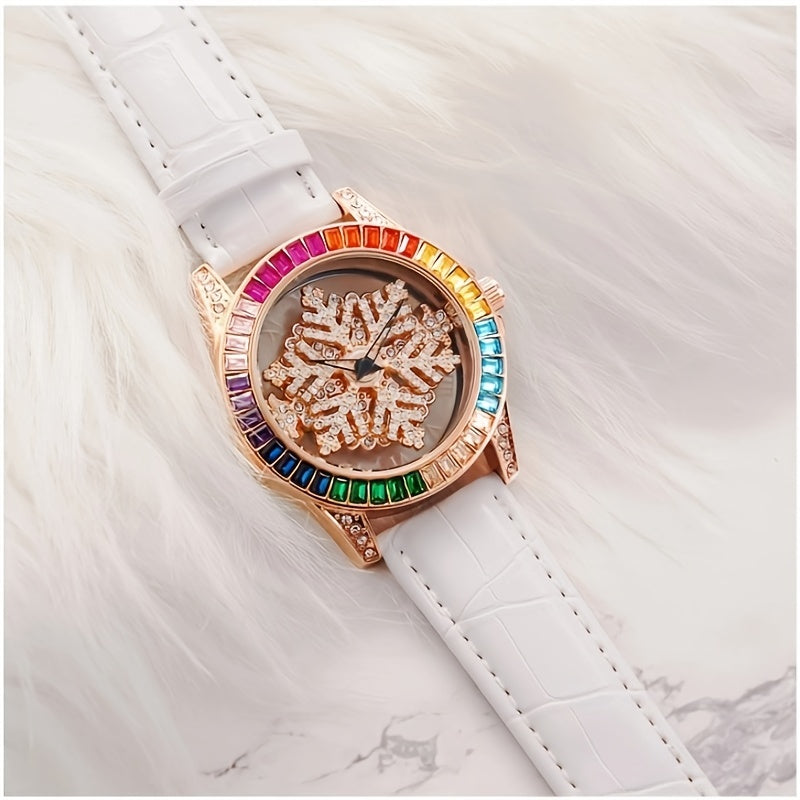 Alloy Rotating Snowflake Quartz Watch for Kids
