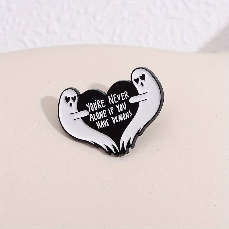 Never Alone If You Have Demons Cartoon Brooch Pin
